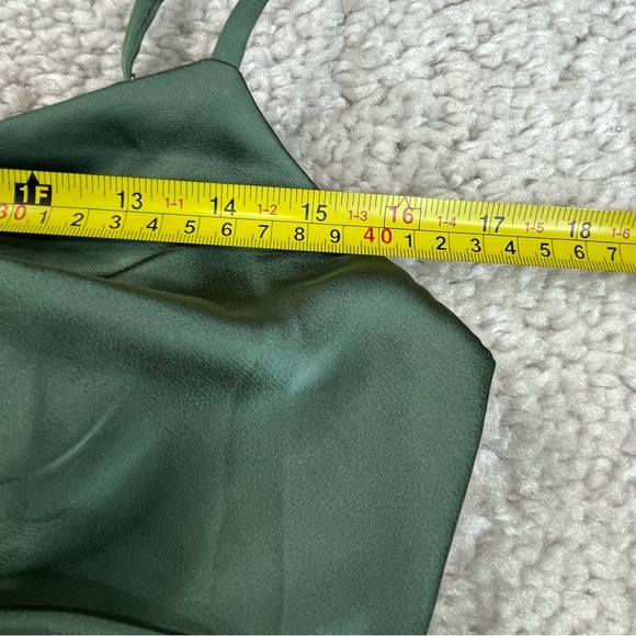 NWT AZAZIE LINIA Eucalyptus Green Mermaid Pleated Stretch Satin Dress Sz A12 - Picture 9 of 14